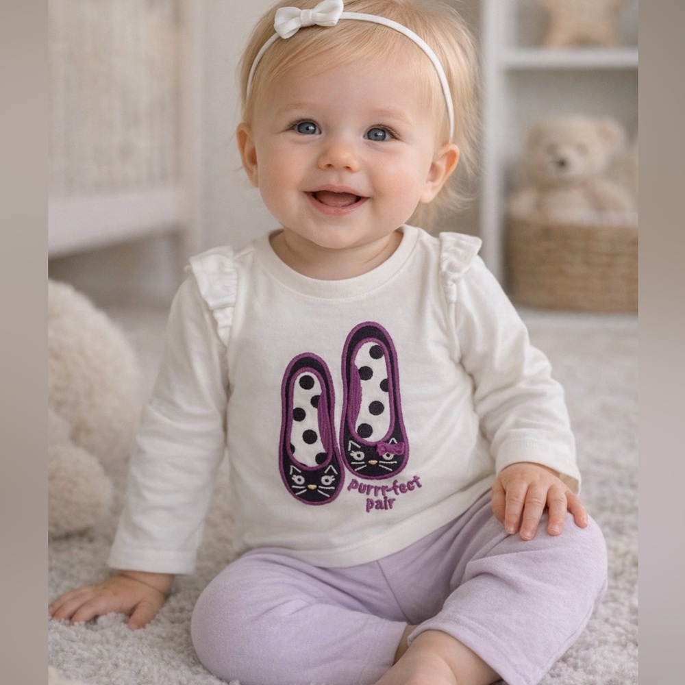 Gymboree Baby Girl Long Sleeve shirt Embroidered size 6-12 Months 100% Cotton